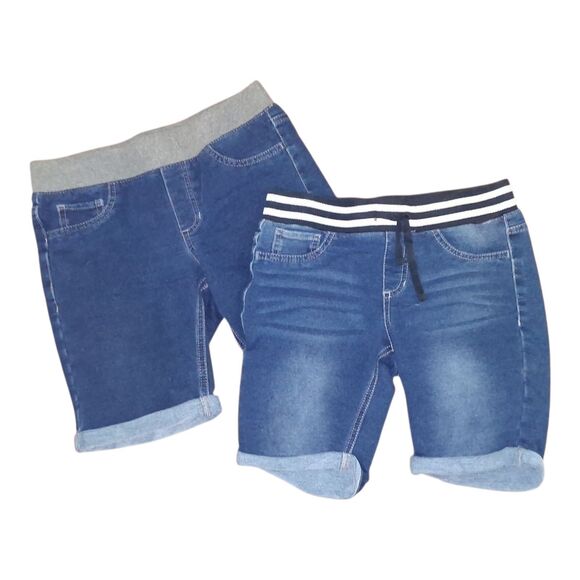 SO Teen 2 Blue Pair Jean Bermuda Shorts Size 14 Cuffed  Pull On - Picture 1 of 10